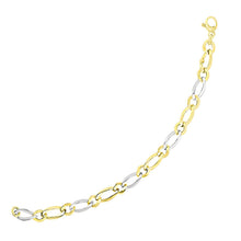 Load image into Gallery viewer, 14k Two-Tone Gold Figaro Chain Bracelet with Long and Short Links
