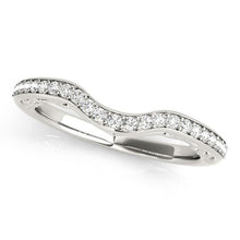 Load image into Gallery viewer, 14k White Gold Prong Set Curved Diamond Wedding Ring (1/6 cttw)
