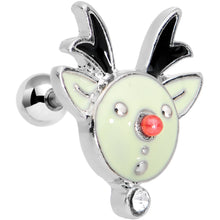 Load image into Gallery viewer, 16G 1/4 Clear Red Gem Reindeer Tragus Cartilage Earring
