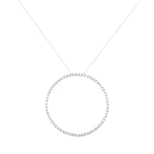 将图片加载到图库查看器，.925 Sterling Silver 5.0 Cttw Prong Set Round-cut Diamond Open Circle Hoop 18" Pendant Necklace (I-J Color, I2-I3 Clarity)
