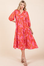 Load image into Gallery viewer, New Summer Tiered Printed Collared Neck Midi Dress For Women – Elegant and Versatile Dress with a Polished, Feminine Flair
