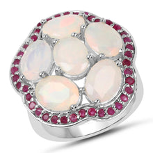 将图片加载到图库查看器，4.66 Carat Genuine Ethiopian Opal and Ruby .925 Sterling Silver Ring
