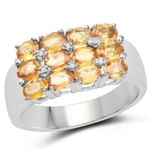 Load image into Gallery viewer, 2.67 Carat Genuine Yellow Sapphire and White Diamond .925 Sterling Silver Ring
