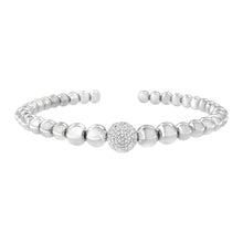 将图片加载到图库查看器，.925 Sterling Silver 1/6 Cttw Diamond Rondelle Graduated Ball Bead Cuff Bangle Bracelet (I-J color, I2-I3 clarity) - Fits wrists up to 7 1/2 inches
