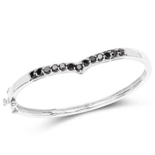 将图片加载到图库查看器，2.28 Carat Genuine Black Diamond .925 Sterling Silver Bangle
