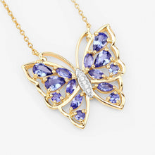 Load image into Gallery viewer, 2.76 Carat Genuine Tanzanite and White Zircon .925 Sterling Silver Necklace
