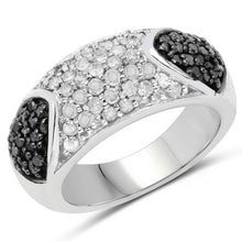 Load image into Gallery viewer, 0.99 Carat Genuine Black Diamond and White Diamond .925 Sterling Silver Ring

