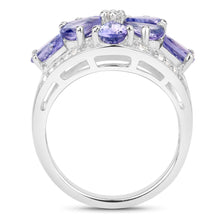 Load image into Gallery viewer, 3.24 Carat Genuine Tanzanite and White Topaz .925 Sterling Silver Ring
