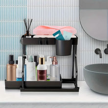 将图片加载到图库查看器，2-Piece Under Sink Organizer with Sliding Shelves – Multi-Purpose Storage Rack
