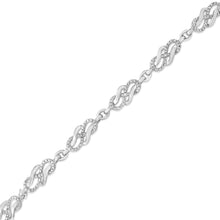 Load image into Gallery viewer, .925 Sterling Silver Prong Set Diamond Accent Infinity Weave Link 7.25" Bracelet (I-J Color, I3 Clarity)
