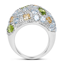 将图片加载到图库查看器，11.38 Carat Genuine Peridot, Citrine and Blue Topaz .925 Sterling Silver Ring
