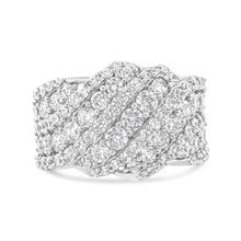 Load image into Gallery viewer, 10K White Gold 3.00 Cttw Diamond Multi Row Cluster Band Ring (I-J Color, I3 Clarity) - Size 7
