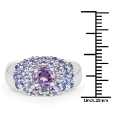 Load image into Gallery viewer, 2.43 Carat Genuine Amethyst and Tanzanite .925 Sterling Silver Ring
