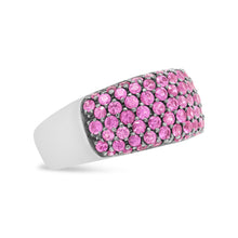Load image into Gallery viewer, 18K White Gold and Black Rhodium Multi Row Pink Sapphire Classic Band Ring - Ring Size 6.5
