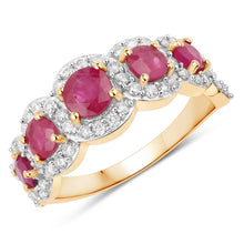 Load image into Gallery viewer, 1.99 Carat Genuine Ruby and White Diamond 14K Yellow Gold Ring
