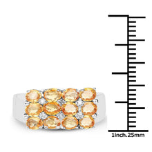 Load image into Gallery viewer, 2.67 Carat Genuine Yellow Sapphire and White Diamond .925 Sterling Silver Ring
