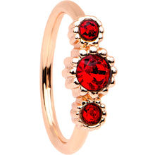 Load image into Gallery viewer, 20G Red CZ Gem Rose Gold IP Triplet Seamless Circular Ring
