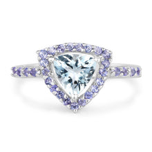 将图片加载到图库查看器，1.41 Carat Genuine Aquamarine &amp; Tanzanite .925 Sterling Silver Ring
