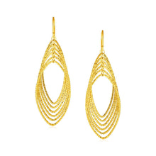 Load image into Gallery viewer, 14k Yellow Gold Post Earrings with Textured Marquise Shapes
