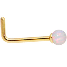 Load image into Gallery viewer, White 2.5mm Synthetic Opal Ball Gold Tone L-Shape Nose Ring
