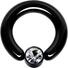 Load image into Gallery viewer, 6G 1/2 Clear Gem 6mm Disc Black BCR Captive Ring
