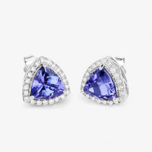 Load image into Gallery viewer, 3.82 Carat Genuine Tanzanite and White Diamond 14K White Gold Earrings
