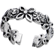 将图片加载到图库查看器，Silver Plated Floral Wreath Toe Ring
