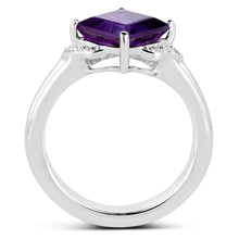 Load image into Gallery viewer, 2.55 Carat Genuine Amethyst and White Topaz .925 Sterling Silver Ring
