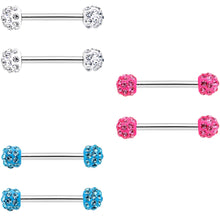 Load image into Gallery viewer, 14G 9/16 All About Fun Barbell Nipple Ring Pack Set of 6
