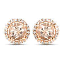 将图片加载到图库查看器，0.93 Carat Genuine Morganite and White Diamond 14K Rose Gold Earrings
