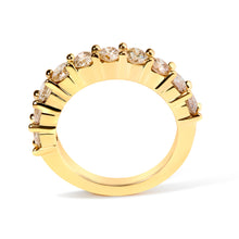 Load image into Gallery viewer, 14K Yellow Gold Plated .925 Sterling Silver 2.0 Cttw Round Brilliant Cut Diamond 10 Stone Anniversary Band Ring (J-K Color, I1-I2 Clarity) - Size 7

