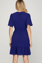 Load image into Gallery viewer, New Ruffled Surplice Short Flutter Sleeve Mini Dress For Women – Elegant, Playful and Feminine Surplice Mini Dress with Flutter Sleeves
