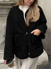 Load image into Gallery viewer, Modern Cozy Women Luxuriously Cozy Contrast Button Up Sherpa Jacket with Pockets For Fall &amp; Winter
