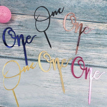 Load image into Gallery viewer, Acrylic One Cake Topper Top Cake One Cake Topper Birthday Cake Topper Double Sided For Anniversaries And Parties  Birthday Party Cupcake Toppers Flags Wedding Baby Shower Supplies Lovely Baking Dessert Decorations
