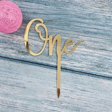 Load image into Gallery viewer, Acrylic One Cake Topper Top Cake One Cake Topper Birthday Cake Topper Double Sided For Anniversaries And Parties  Birthday Party Cupcake Toppers Flags Wedding Baby Shower Supplies Lovely Baking Dessert Decorations

