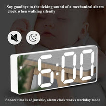 Load image into Gallery viewer, Acrylic/Mirror Alarm Clock LED Digital Clock Voice Control Snooze Time Temperature Display Night Mode Digital Alarm Clock, LED Bedside Clock with 6-Level Brightness Dual Alarm Adjustable Volume with 3 Alarm Sound Alarm Clock for Bedroom Office
