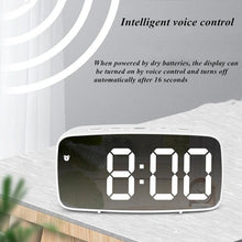 Load image into Gallery viewer, Acrylic/Mirror Alarm Clock LED Digital Clock Voice Control Snooze Time Temperature Display Night Mode Digital Alarm Clock, LED Bedside Clock with 6-Level Brightness Dual Alarm Adjustable Volume with 3 Alarm Sound Alarm Clock for Bedroom Office
