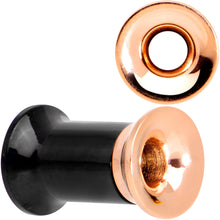 Load image into Gallery viewer, Black Rose Gold PVD Two Tone Screw Fit Tunnel Plug Set 3mm to 16mm
