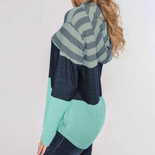 Load image into Gallery viewer, Actloe Women Long Sleeve Striped Color Block Casual Hoodies
