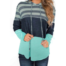 Load image into Gallery viewer, Actloe Women Long Sleeve Striped Color Block Casual Hoodies

