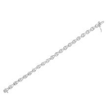 Load image into Gallery viewer, .925 Sterling Silver 1/10 Cttw Miracle-Set Diamond Pear Shape and Bezel Link Bracelet (I-J Color, I3 Clarity) - 7.25"
