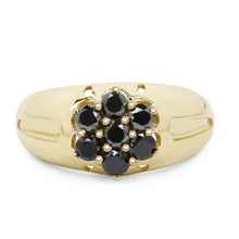 将图片加载到图库查看器，14K Yellow Gold Plated 0.98 Carat Genuine Black Diamond .925 Sterling Silver Ring
