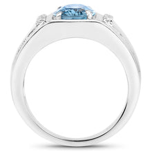 Load image into Gallery viewer, 2.18 Carat Genuine London Blue Topaz and White Topaz .925 Sterling Silver Ring
