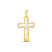 Load image into Gallery viewer, 14k Two Tone Gold High Polish Diamond Cut Cross Pendant
