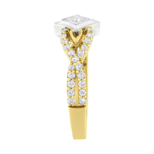 Load image into Gallery viewer, 10K Two Tone Color 2/3 Cttw Diamond Kite and Twist Shank Ring (H-I Color,SI2-I1 Clarity)

