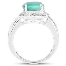 将图片加载到图库查看器，4.72 Carat Genuine Emerald and White Diamond .925 Sterling Silver Ring
