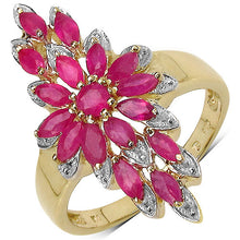 将图片加载到图库查看器，14K Yellow Gold Plated 2.04 Carat Genuine Ruby .925 Sterling Silver Ring
