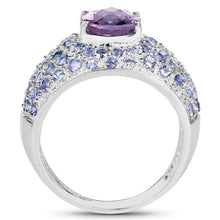 Load image into Gallery viewer, 4.21 Carat Genuine Amethyst and Tanzanite .925 Sterling Silver Ring
