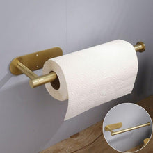 将图片加载到图库查看器，Adhesive Paper Holder Gold 304 Stainless Steel Stand Toilet Paper Towel Rack Tissue Roll Hanger For Kitchen Bathroom Free Nail Stainless Steel Toilet Tissue Roll Holder Sticky Hand Towel Hanger Vertical Or Horizontal No Drilling
