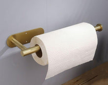将图片加载到图库查看器，Adhesive Paper Holder Gold 304 Stainless Steel Stand Toilet Paper Towel Rack Tissue Roll Hanger For Kitchen Bathroom Free Nail Stainless Steel Toilet Tissue Roll Holder Sticky Hand Towel Hanger Vertical Or Horizontal No Drilling
